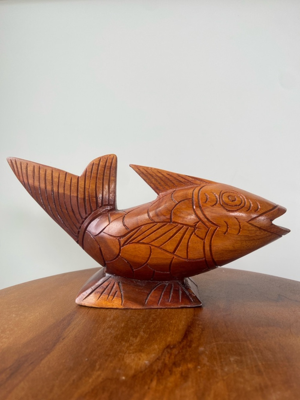 Vintage Handcrafted Wooden Fish Sculpture